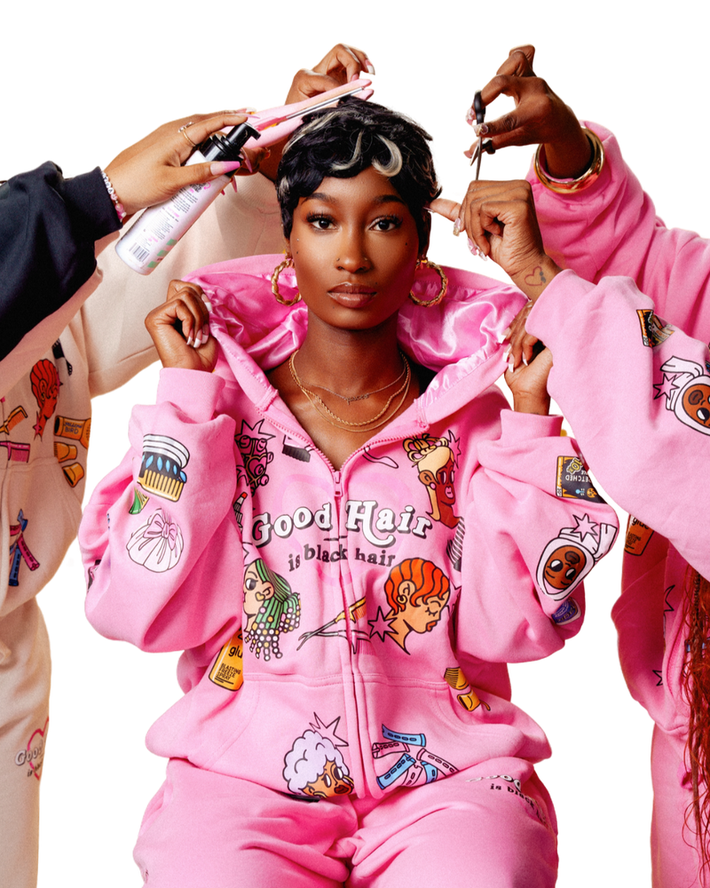 'Good Hair' Hoodie (pink)