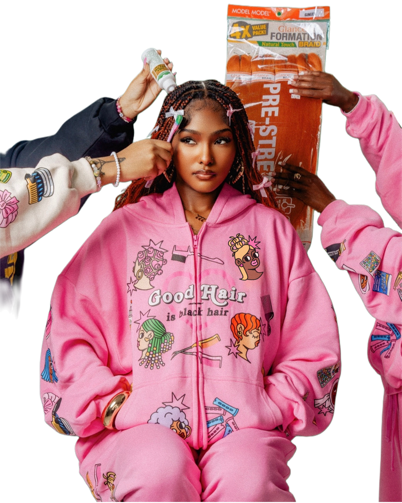 'Good Hair' Hoodie (pink)