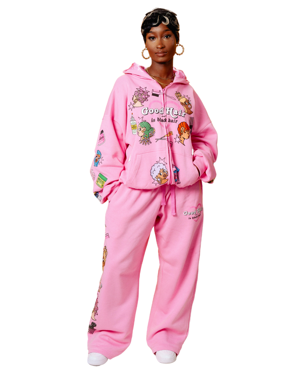 'Good Hair' Hoodie (pink)