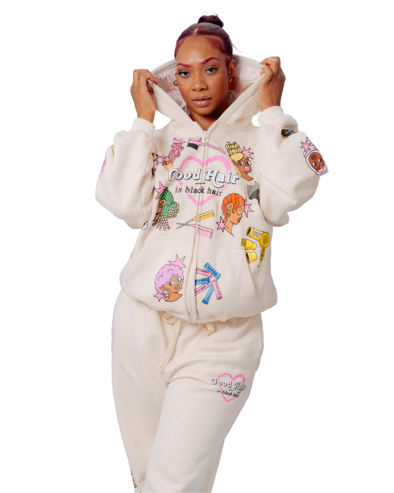 'Good Hair' Hoodie (cream)