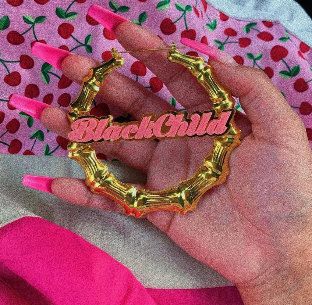 Classic "Black Child" Bamboo Hoops