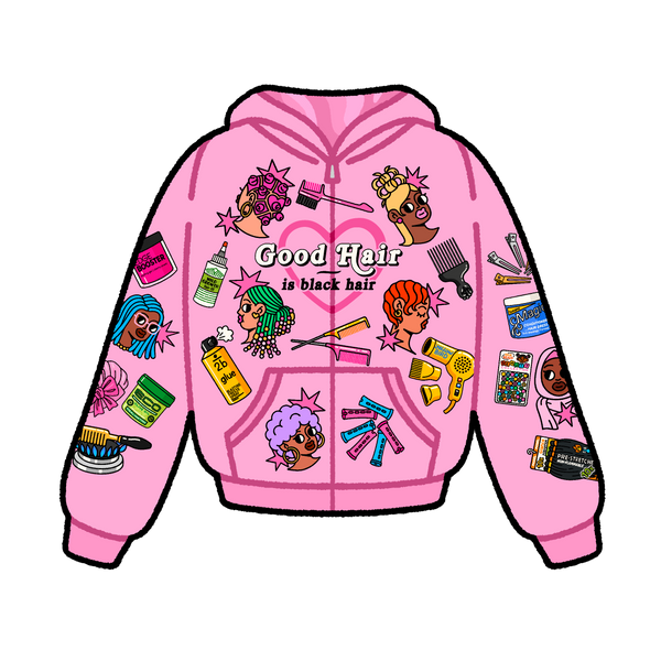 'Good Hair' Hoodie (pink)