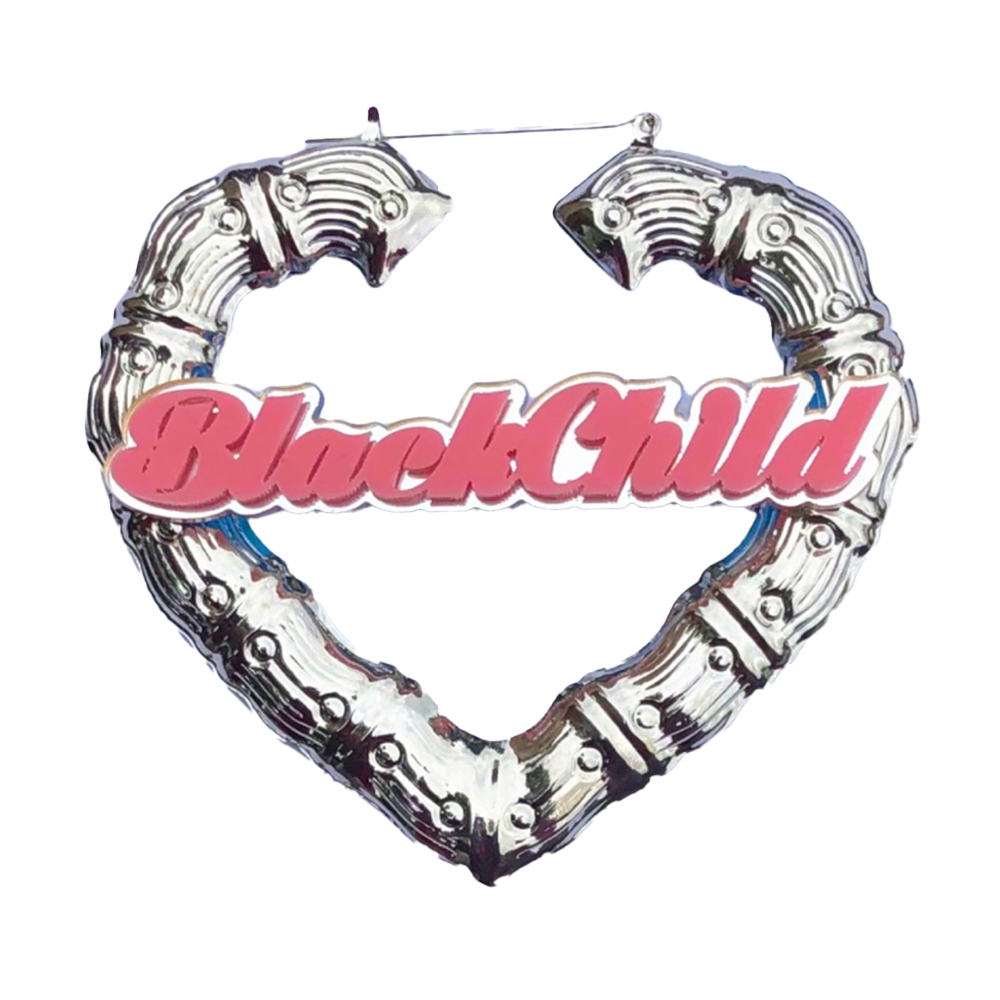 Heart Shaped "BlackChild" Bamboo Hoops