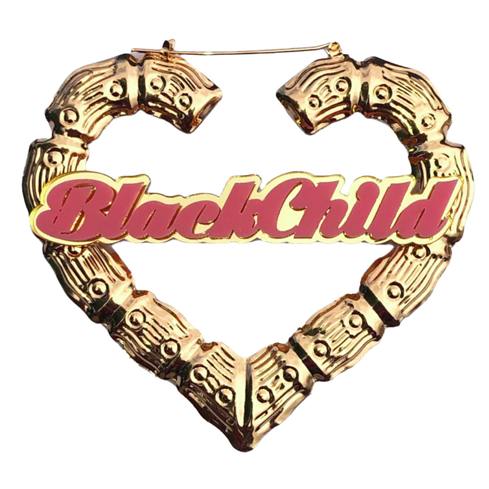 Heart Shaped "BlackChild" Bamboo Hoops