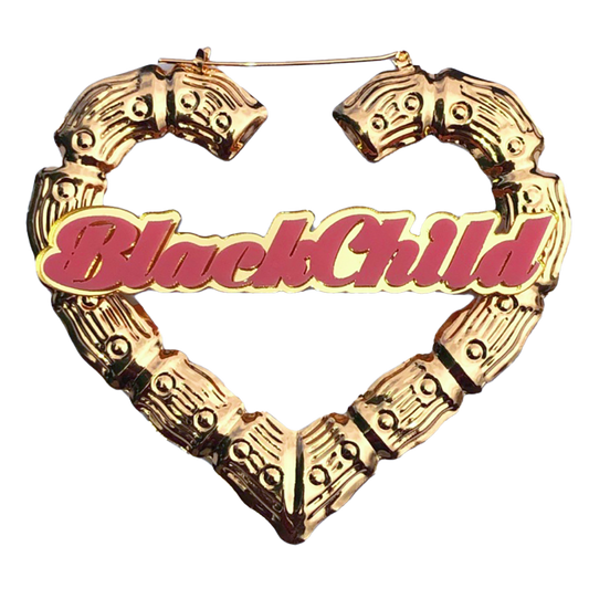 Heart Shaped "BlackChild" Bamboo Hoops